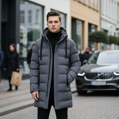 Manteau Matelassé Long à Capuche pour Homme