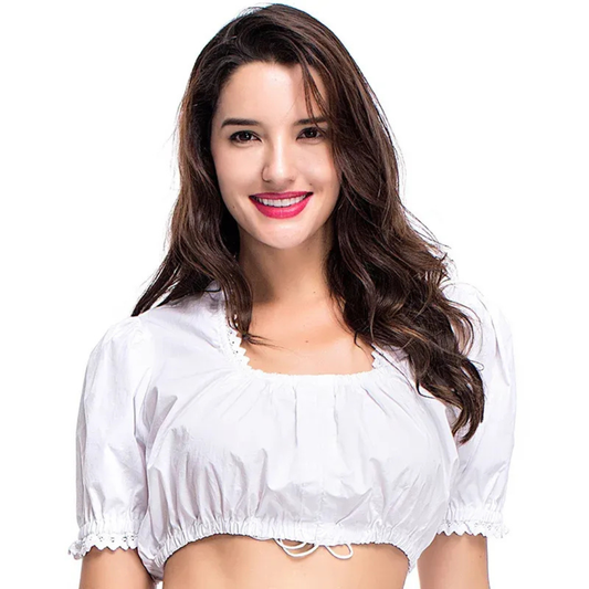 Blouse de Dirndl à Manches Bouffantes pour Femme