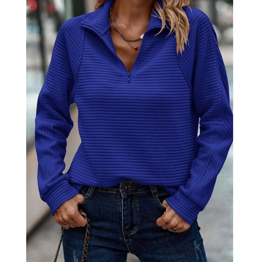 Pull en Maille à Col Montant à Fermeture Éclair pour Femme