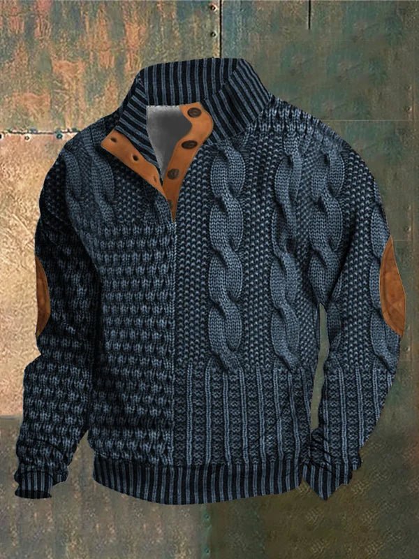 Pull en Maille Torsadée à Col Montant pour Homme