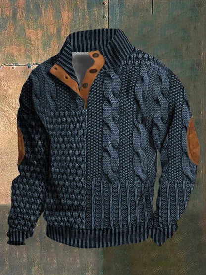 Pull en Maille Torsadée à Col Montant pour Homme