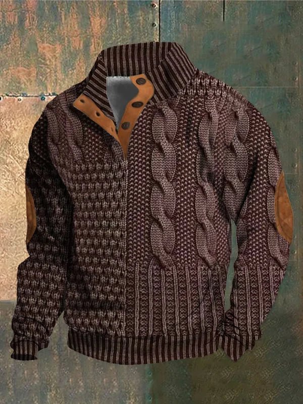 Pull en Maille Torsadée à Col Montant pour Homme