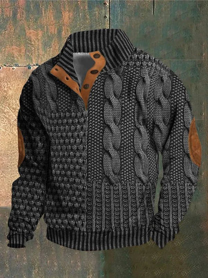 Pull en Maille Torsadée à Col Montant pour Homme