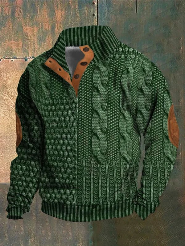 Pull en Maille Torsadée à Col Montant pour Homme