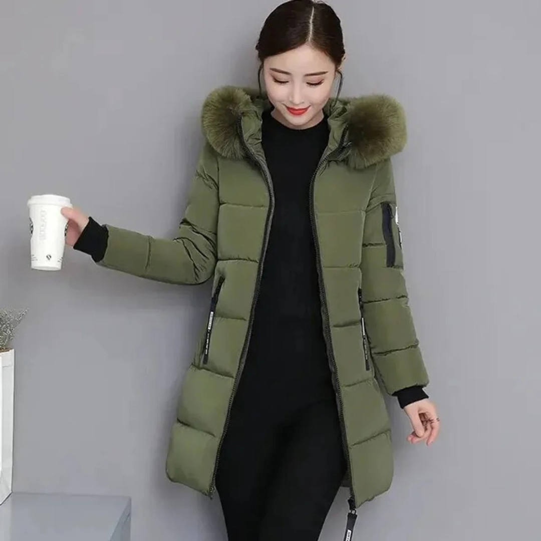 Veste d’Hiver à Capuche à Fermeture Éclair pour Femme