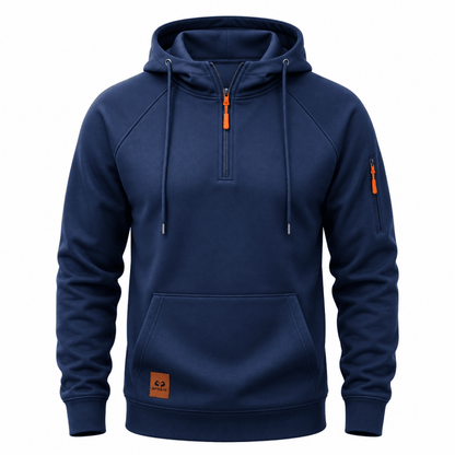 Sweat à Capuche Demi-Zip à Poche Kangourou pour Homme
