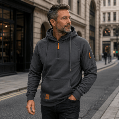 Sweat à Capuche Demi-Zip à Poche Kangourou pour Homme