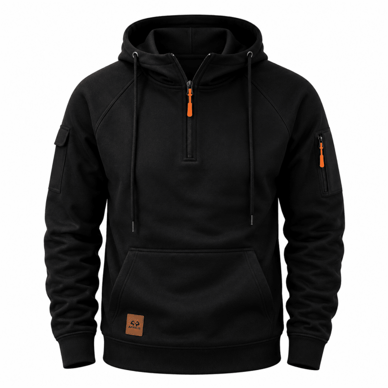 Sweat à Capuche Demi-Zip à Poche Kangourou pour Homme