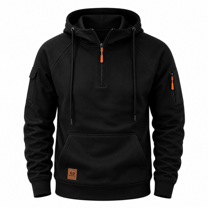 Sweat à Capuche Demi-Zip à Poche Kangourou pour Homme