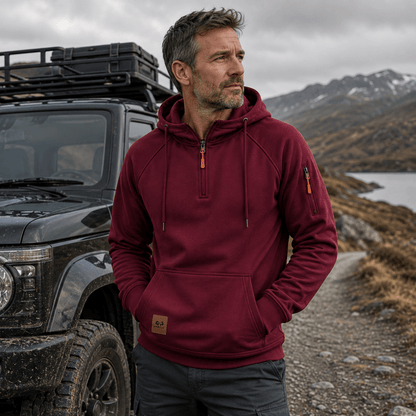 Sweat à Capuche Demi-Zip à Poche Kangourou pour Homme