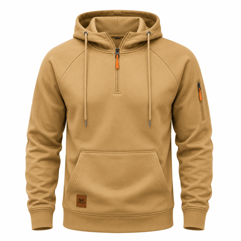 Sweat à Capuche Demi-Zip à Poche Kangourou pour Homme