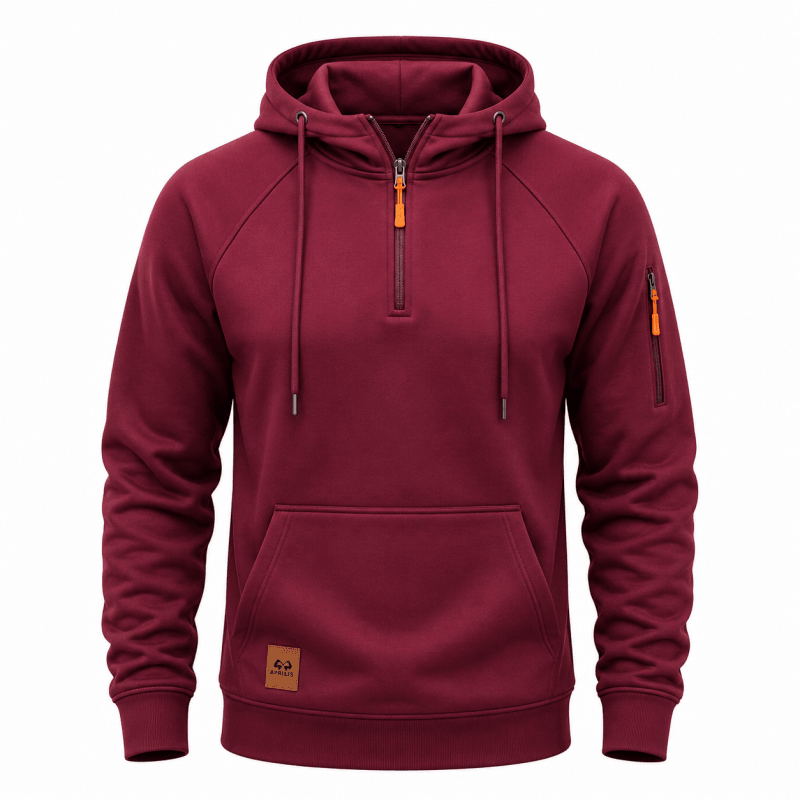 Sweat à Capuche Demi-Zip à Poche Kangourou pour Homme
