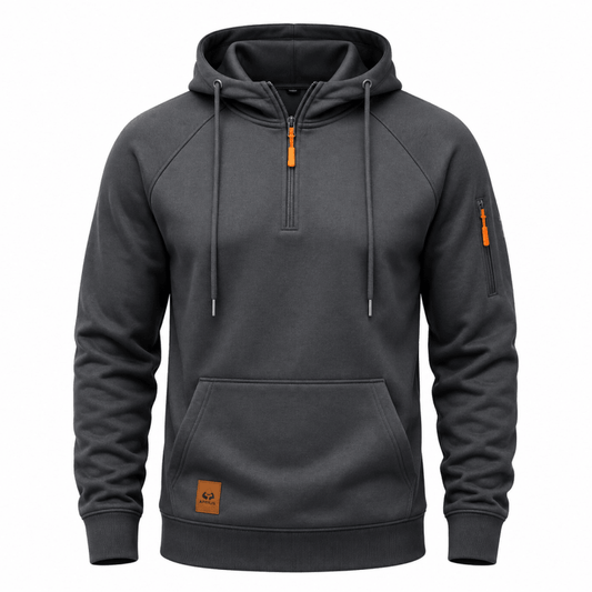 Sweat à Capuche Demi-Zip à Poche Kangourou pour Homme