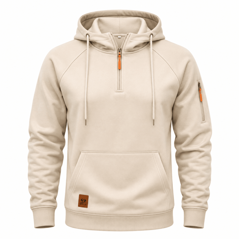 Sweat à Capuche Demi-Zip à Poche Kangourou pour Homme