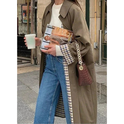 Trench-Coat Coupe Oversize en Kaki pour Femme