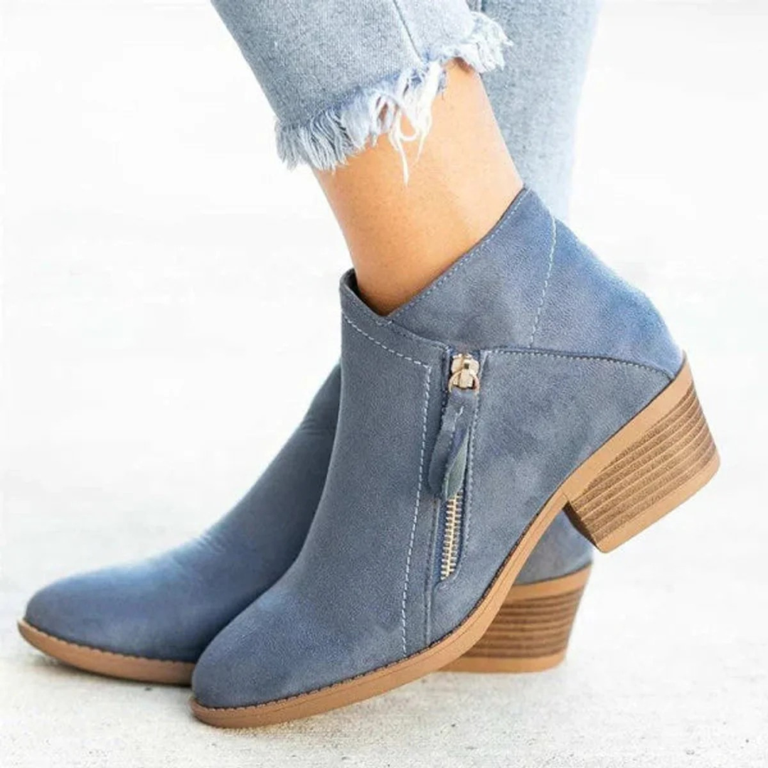 Bottines à Fermeture Éclair à Talon pour Femme