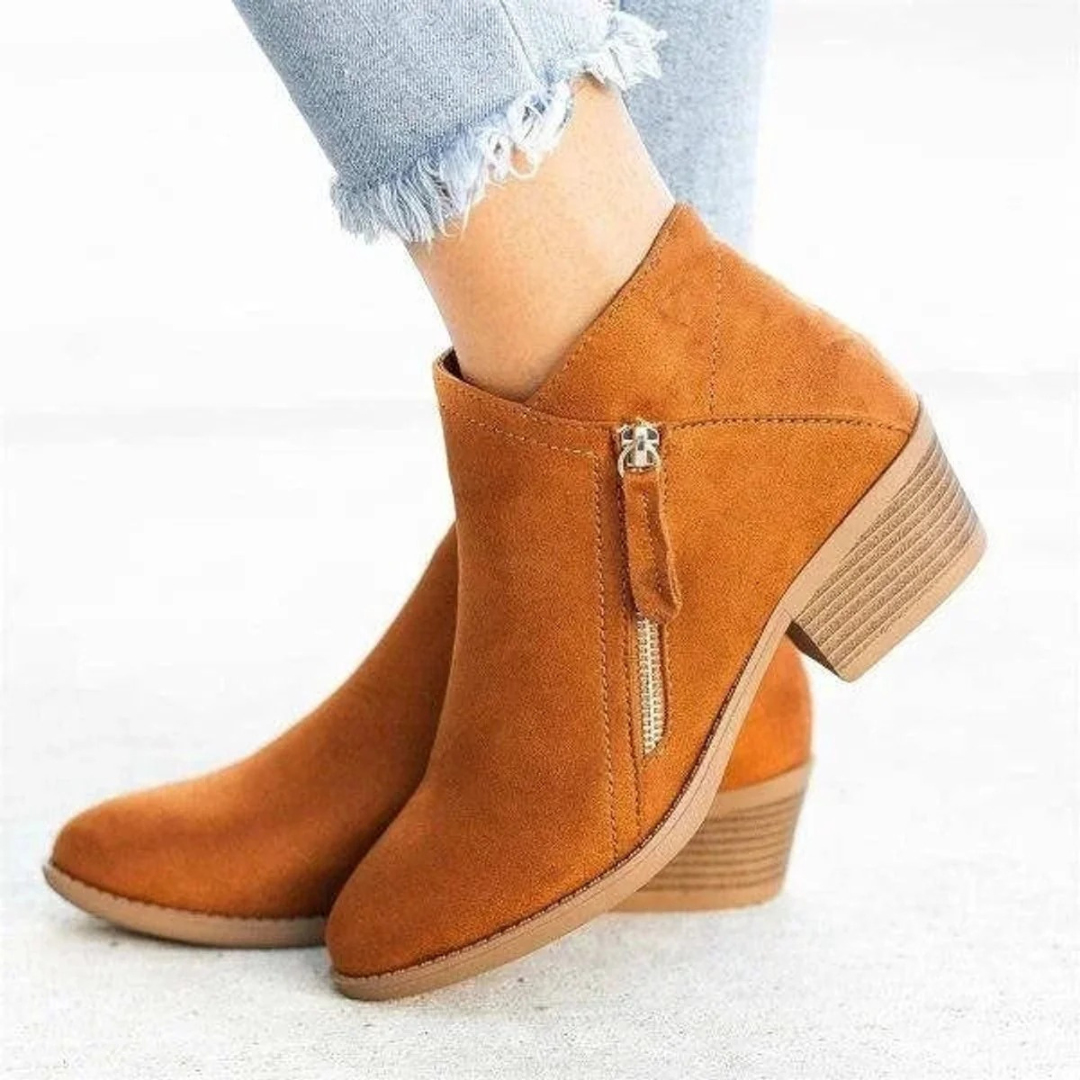 Bottines à Fermeture Éclair à Talon pour Femme