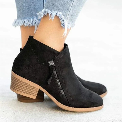 Bottines à Fermeture Éclair à Talon pour Femme