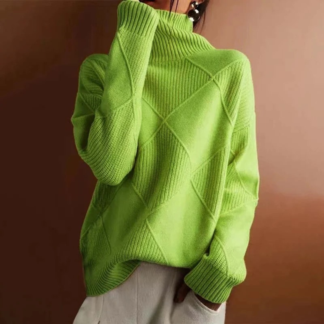 Pull en Maille à Col Roulé à Motif Losanges pour Femme