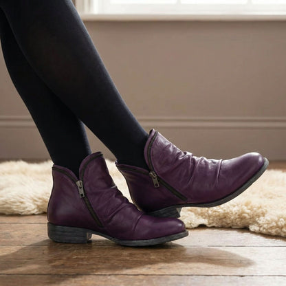 Bottines Confort à Petit Talon Stable et Finition Texturée