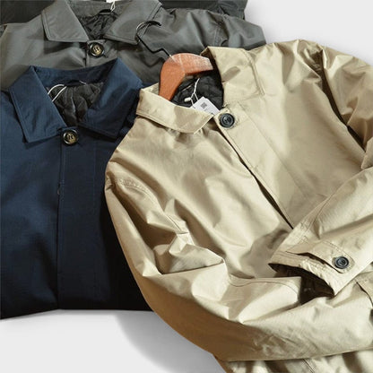 Manteau Court Coupe-Vent à Col Cran pour Homme