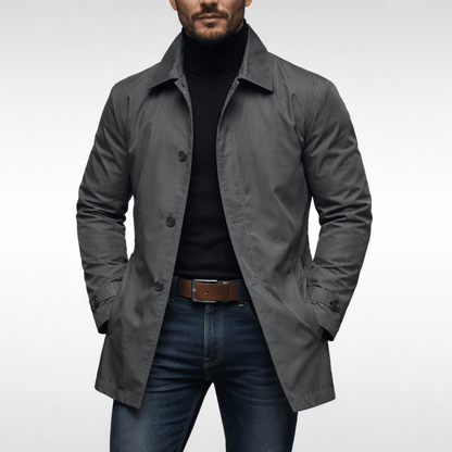 Manteau Court Coupe-Vent à Col Cran pour Homme