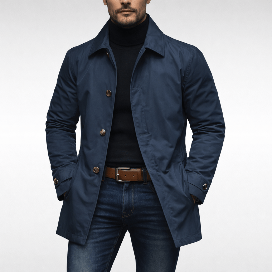 Manteau Court Coupe-Vent à Col Cran pour Homme