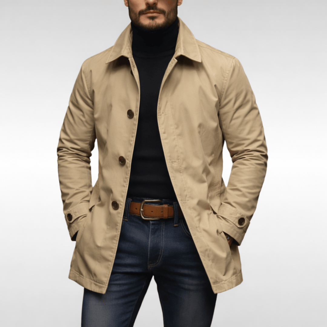 Manteau Court Coupe-Vent à Col Cran pour Homme