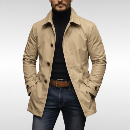 Manteau Court Coupe-Vent à Col Cran pour Homme