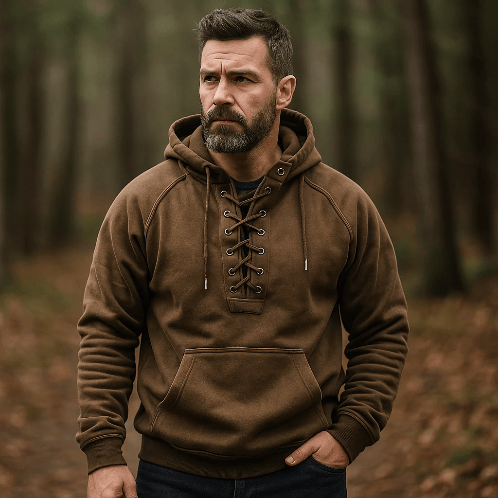 Sweat à Capuche à Laçage sur le Devant pour Homme