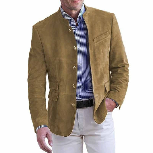 Blazer Effet Daim à Col Cran pour Homme