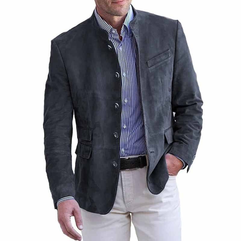 Blazer Effet Daim à Col Cran pour Homme