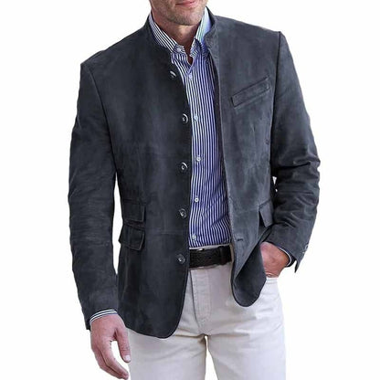 Blazer Effet Daim à Col Cran pour Homme