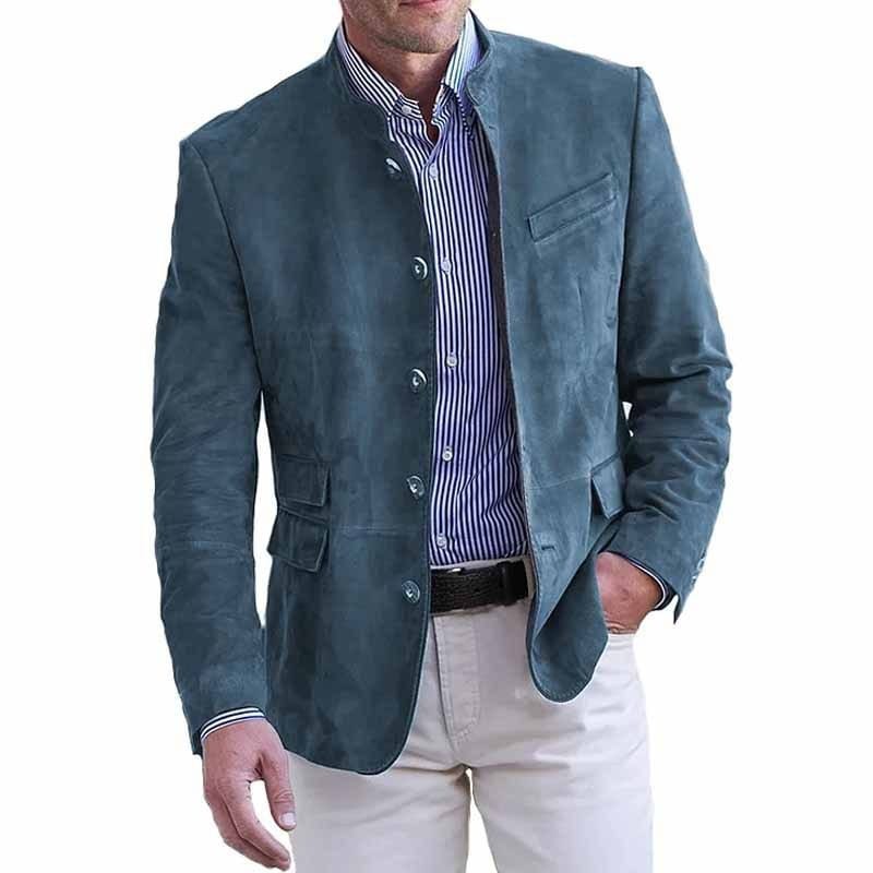 Blazer Effet Daim à Col Cran pour Homme
