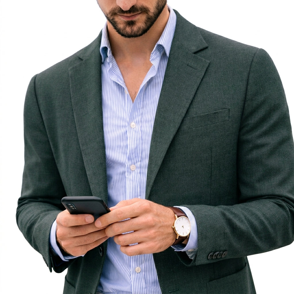 Blazer en Maille à Col Cran pour Homme