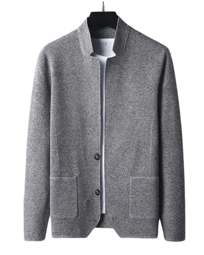 Cardigan Boutonné à Col Montant pour Homme
