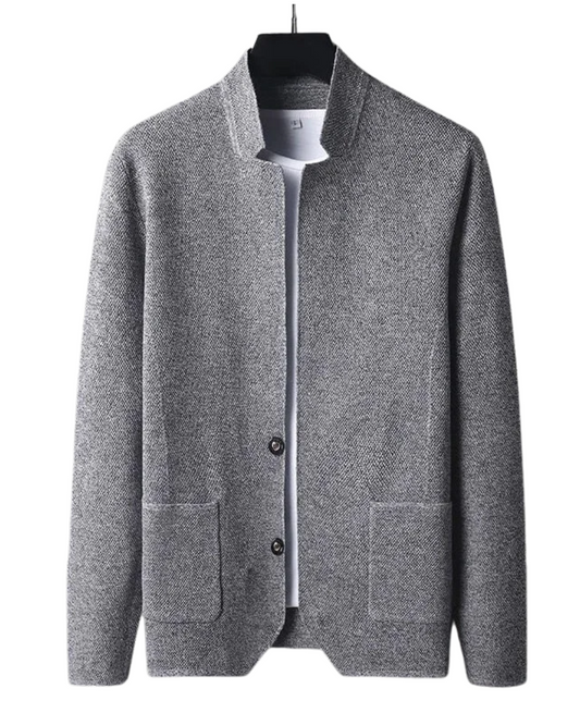 Cardigan Boutonné à Col Montant pour Homme