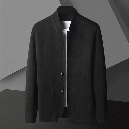 Cardigan Boutonné à Col Montant pour Homme