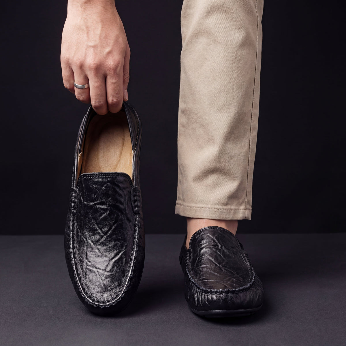 Mocassins Souples Effet Cuir pour Homme