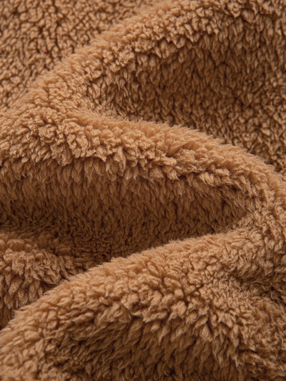 Veste en Fausse Fourrure Teddy à Capuche pour Homme