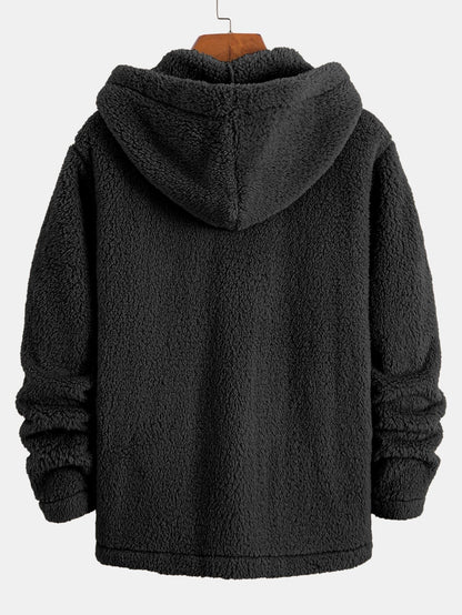 Veste en Fausse Fourrure Teddy à Capuche pour Homme