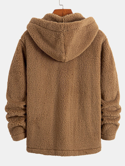 Veste en Fausse Fourrure Teddy à Capuche pour Homme