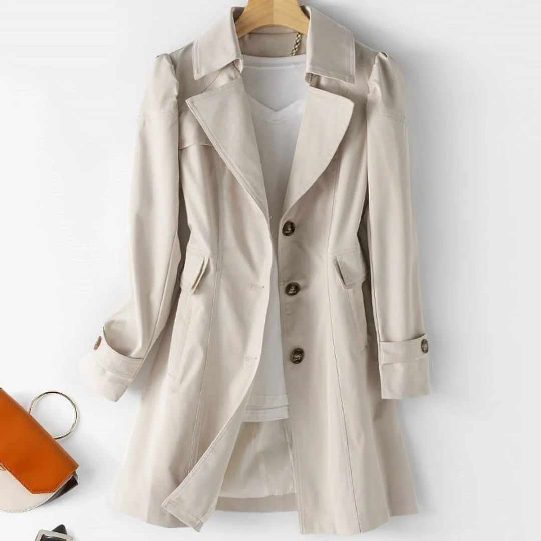 Trench-Coat Boutonné Long — Fermeture boutonnée sur le devant pour Femme