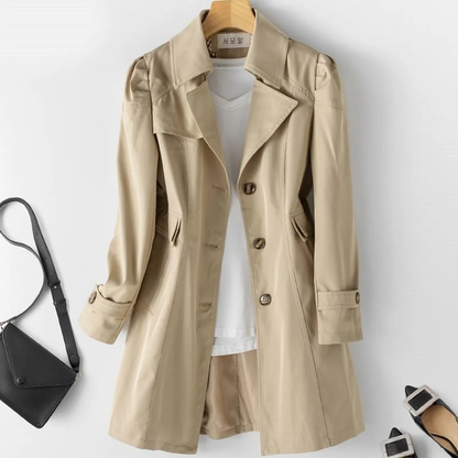 Trench-Coat Boutonné Long — Fermeture boutonnée sur le devant pour Femme