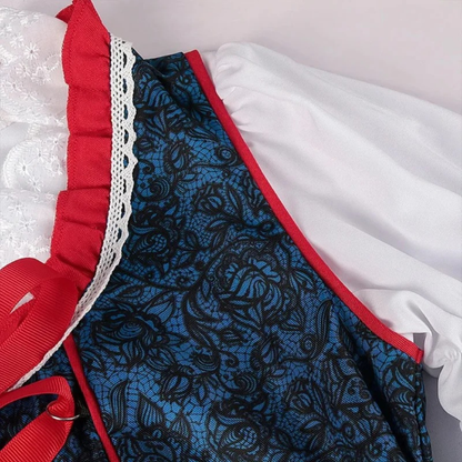 Dirndl à Motif Floral en Rouge pour Femme