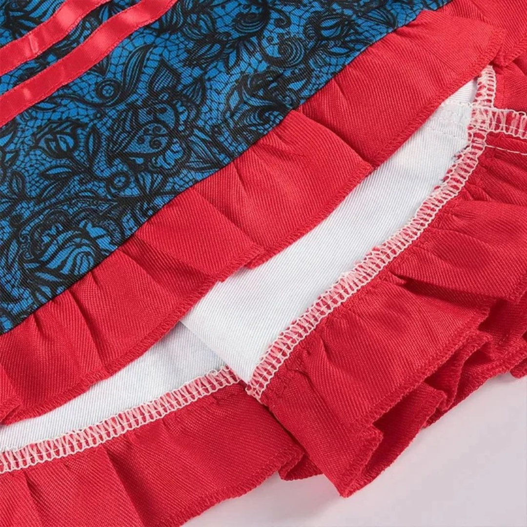 Dirndl à Motif Floral en Rouge pour Femme