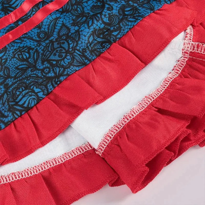 Dirndl à Motif Floral en Rouge pour Femme