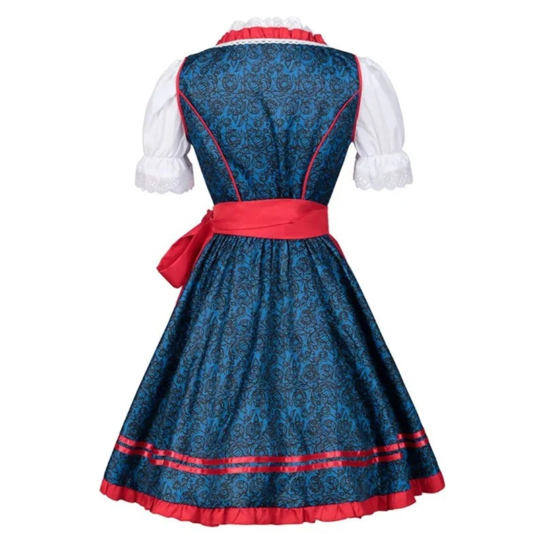 Dirndl à Motif Floral en Rouge pour Femme