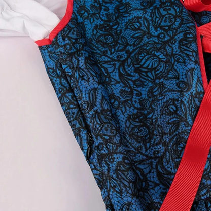 Dirndl à Motif Floral en Rouge pour Femme
