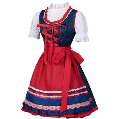 Dirndl à Motif Floral en Rouge pour Femme